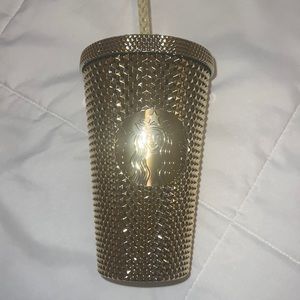 gold studded starbucks tumbler